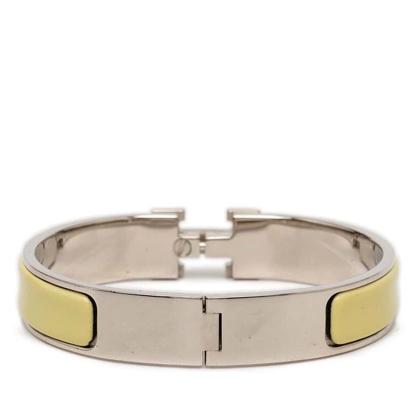 Hermès Narrow Enamel Clic H Bracelet PM Yellow Very good condition - Inside View