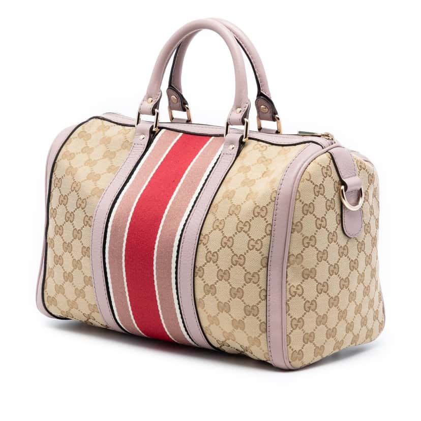 Gucci Medium GG Canvas Web Joy Boston Bag Beige Very good condition - Back View