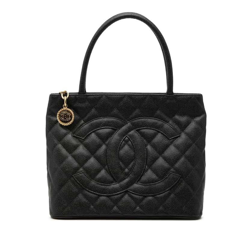 Chanel Caviar Medallion Tote Black Leather Very good condition - Front View