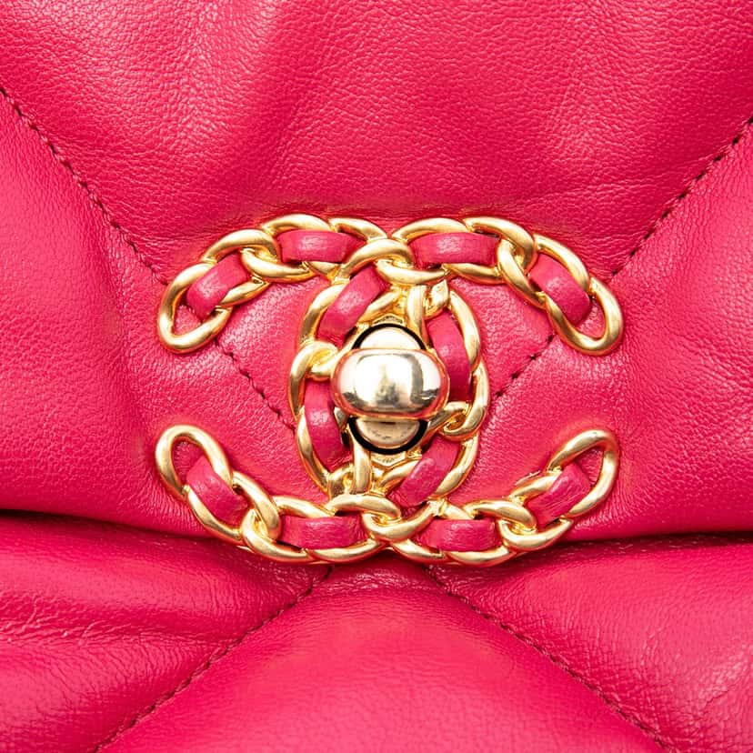 Chanel Large Lambskin 19 Flap Pink Leather Very good condition - Box View