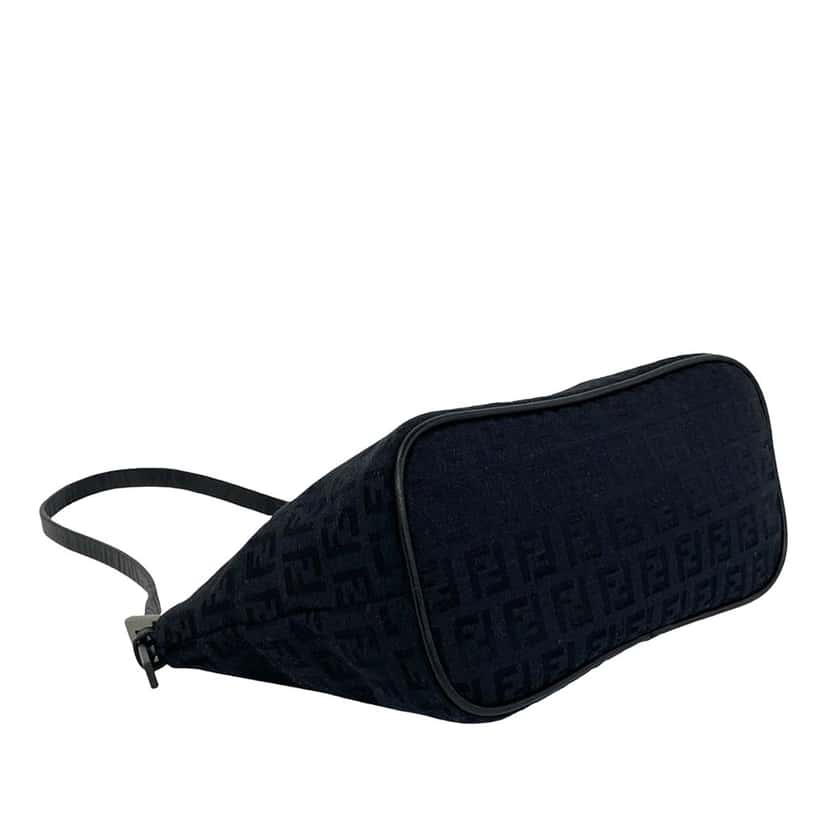 Fendi Zucchino Canvas Shoulder Bag Black Very good condition - Inside View