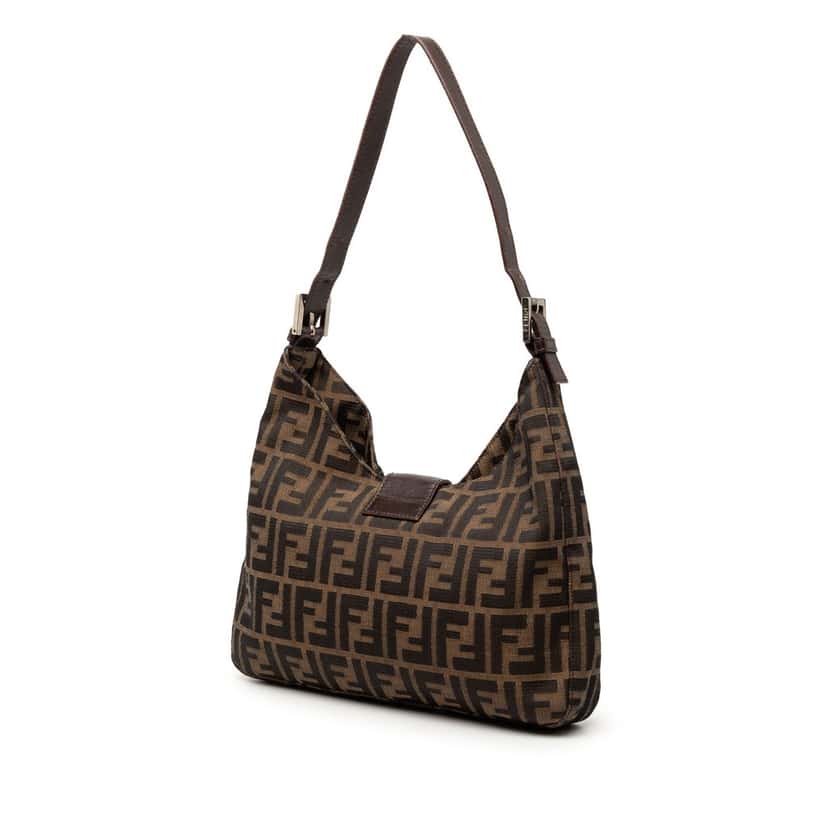 Fendi Zucca Canvas Shoulder Bag Brown Very good condition - Back View