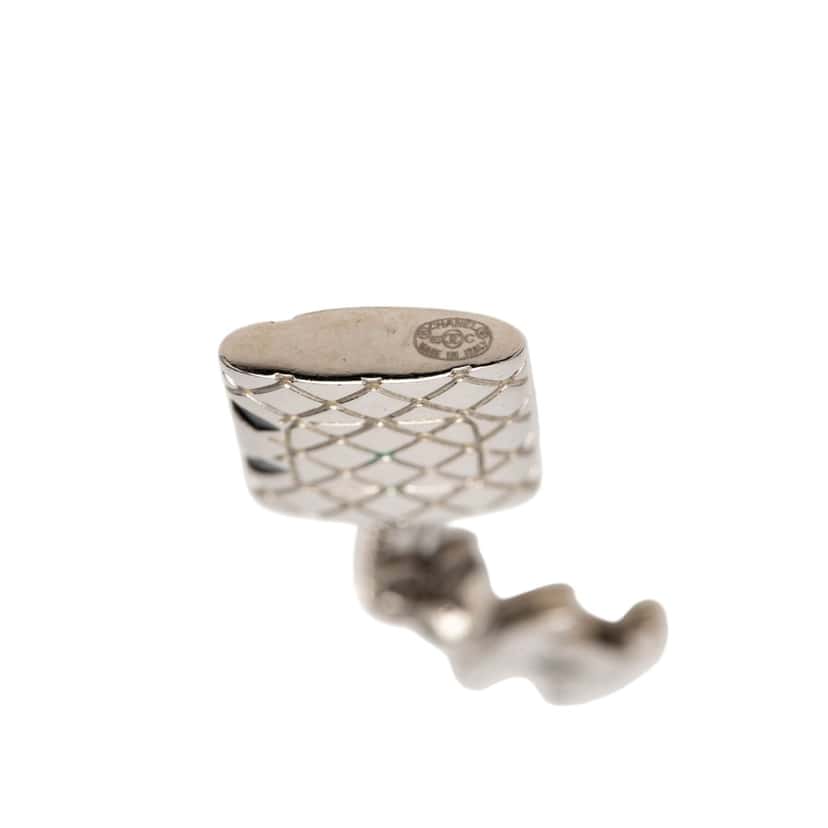Chanel CC Brass Cambon Ligne Drop Pushback Earrings Silver Metal Very good condition - Inside View
