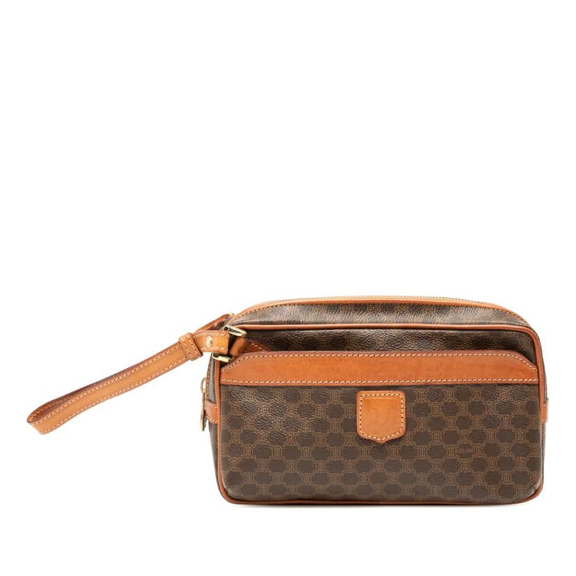 Celine Macadam Coated Canvas Clutch Brown Very good condition - Front View