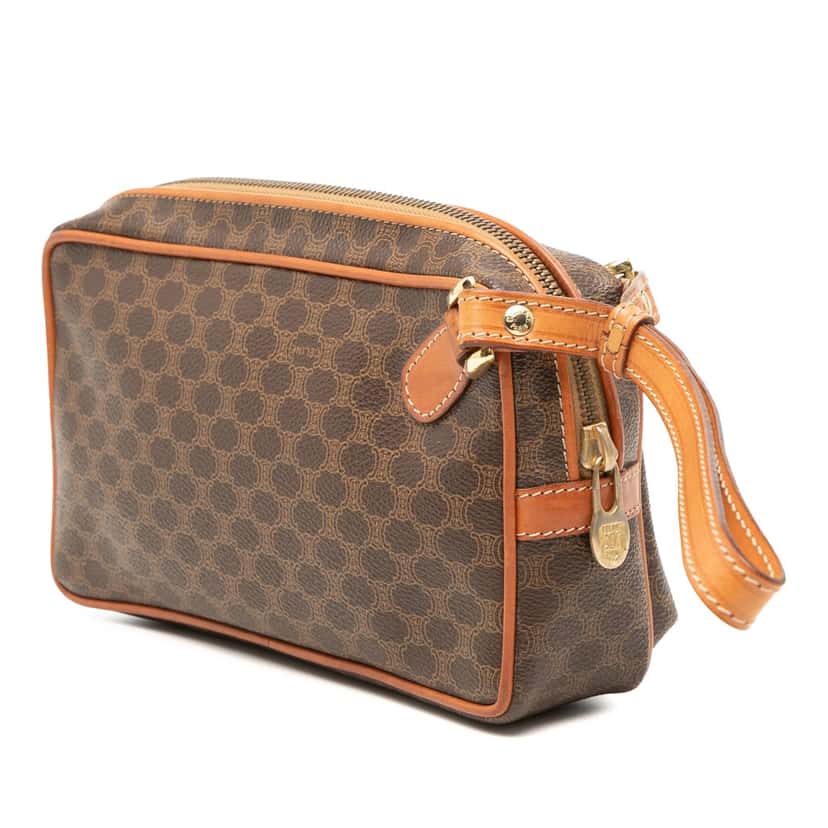 Celine Macadam Coated Canvas Clutch Brown Very good condition - Back View