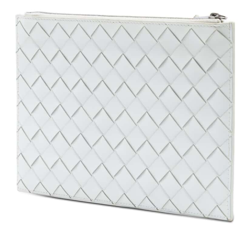 Bottega Veneta Leather Intrecciato Clutch White Leather Very good condition - Back View