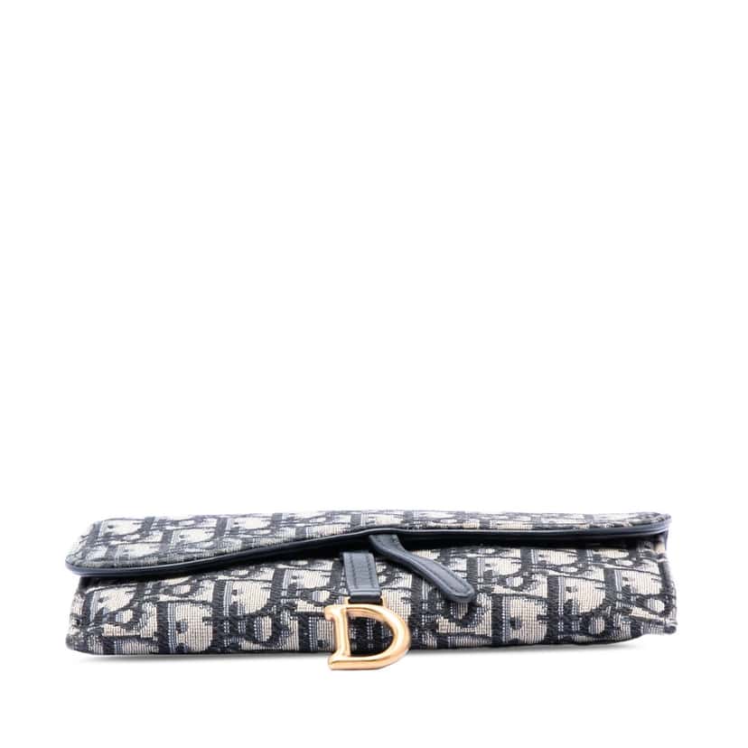 Dior Oblique Canvas Saddle Wallet On Chain Blue Very good condition - Inside View