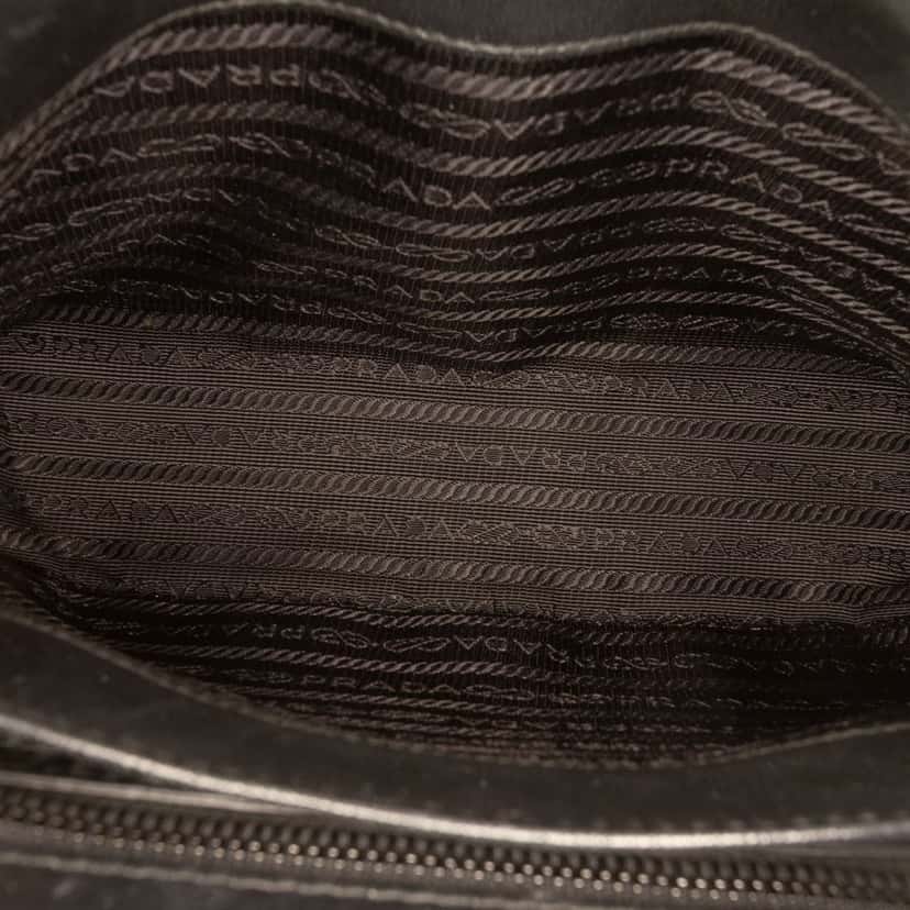 Prada Small Nappa Triangle Stitched Spectrum Flap Black Leather Very good condition - Model View