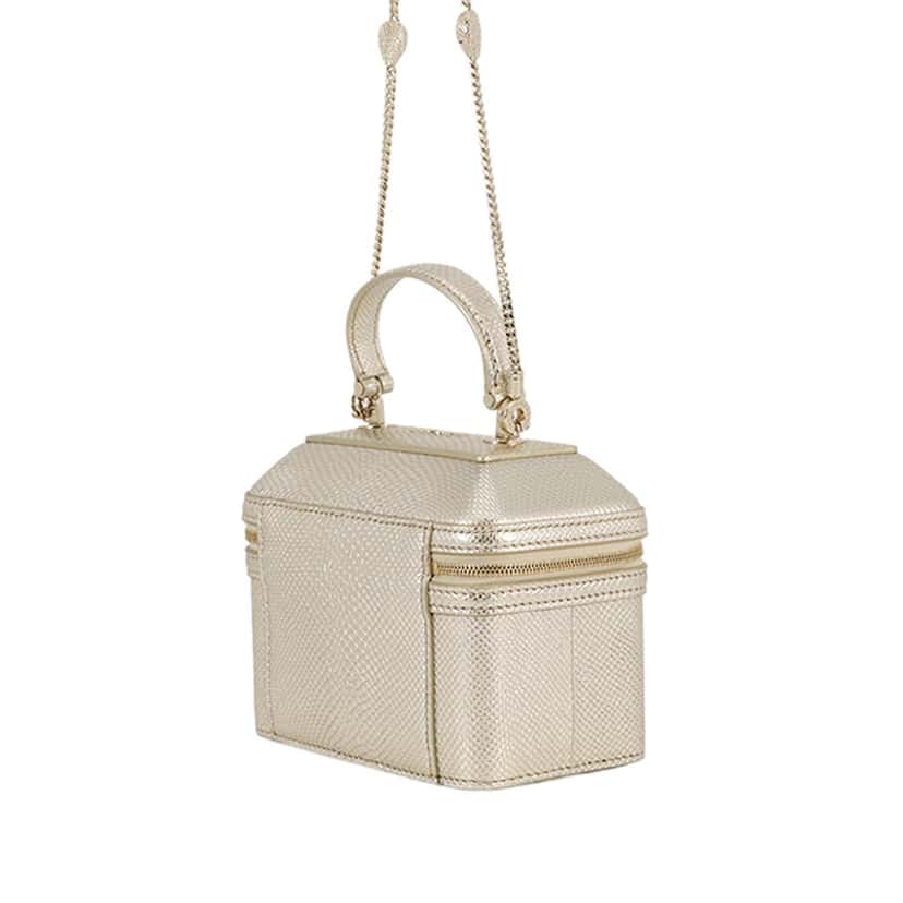 Bvlgari Embossed Leather Serpenti Forever Vanity Bag Gold Leather Very good condition - Back View