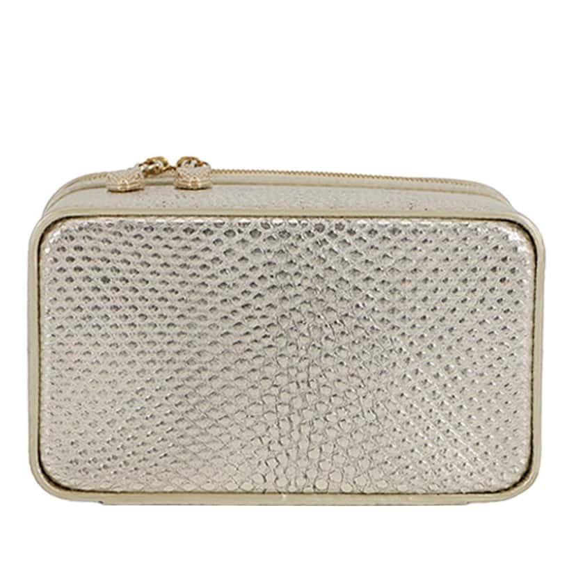 Bvlgari Embossed Leather Serpenti Forever Vanity Bag Gold Leather Very good condition - Inside View