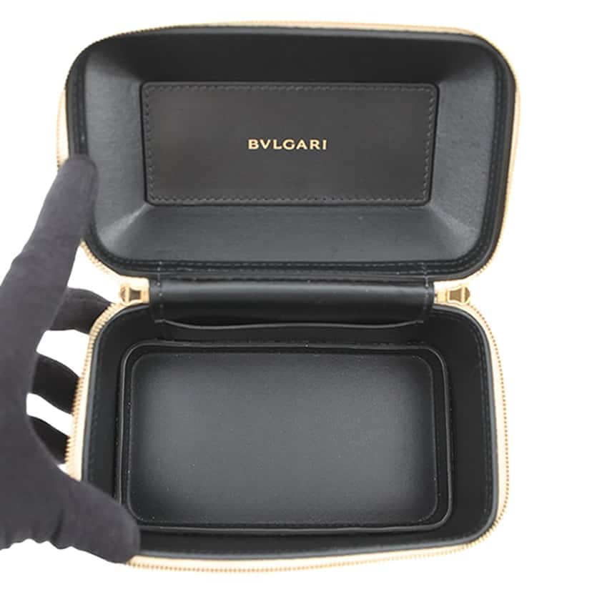 Bvlgari Embossed Leather Serpenti Forever Vanity Bag Gold Leather Very good condition - Box View