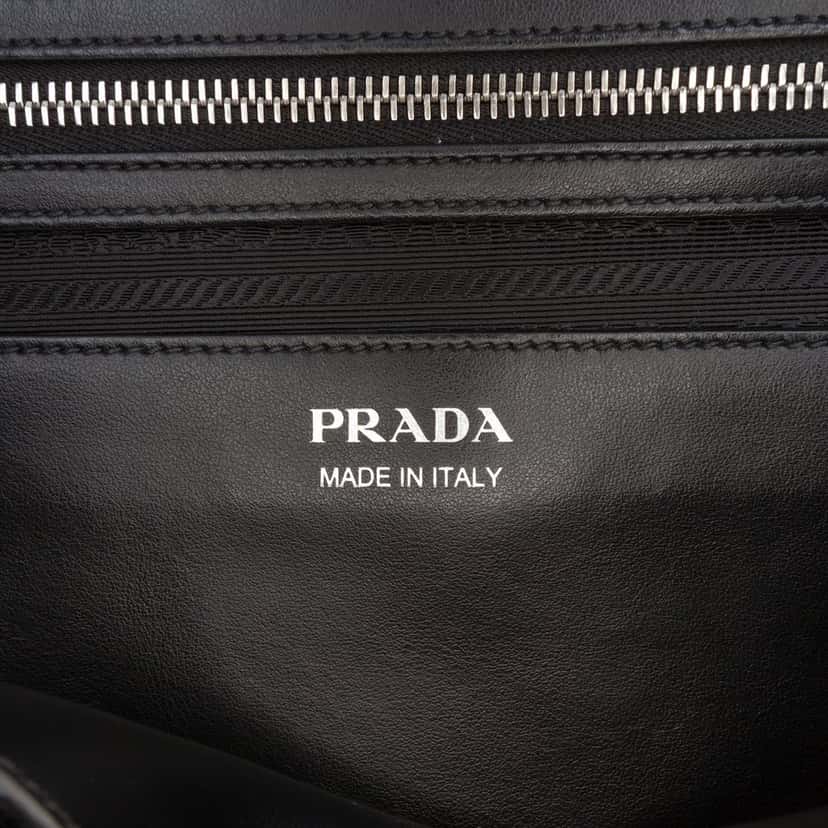 Prada City Calf Racing Satchel Black Leather Very good condition - Box View