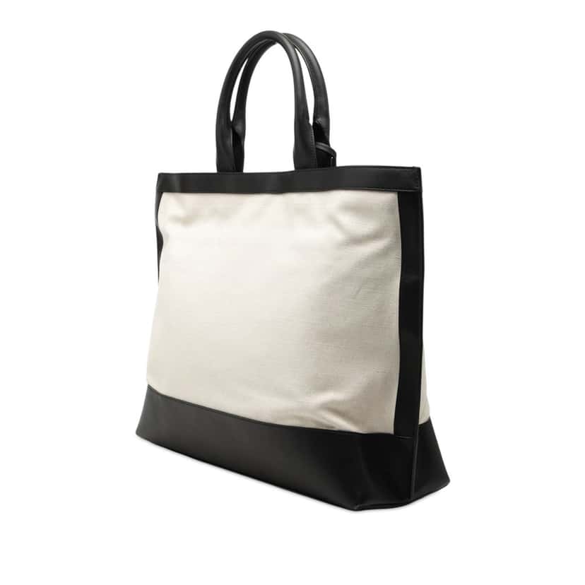 Saint Laurent Bicolor Canvas and Leather Cabas Tote White Very good condition - Back View