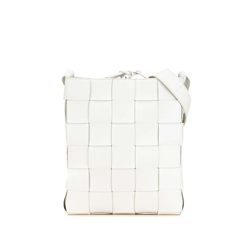 Bottega Veneta Nappa Intrecciato Cassette Messenger White Leather Very good condition - Front View