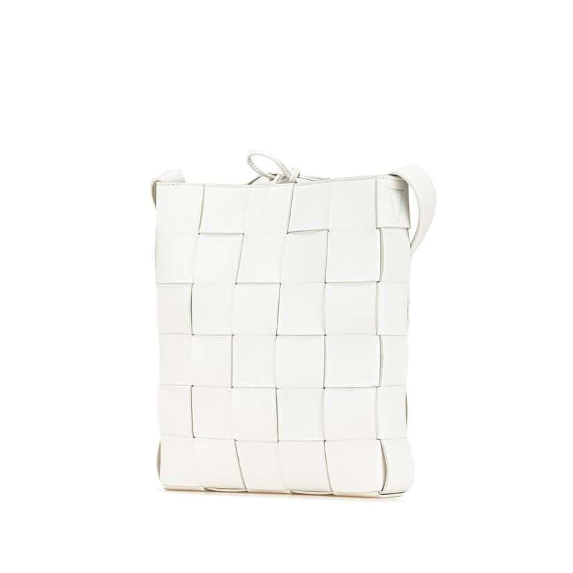 Bottega Veneta Nappa Intrecciato Cassette Messenger White Leather Very good condition - Back View