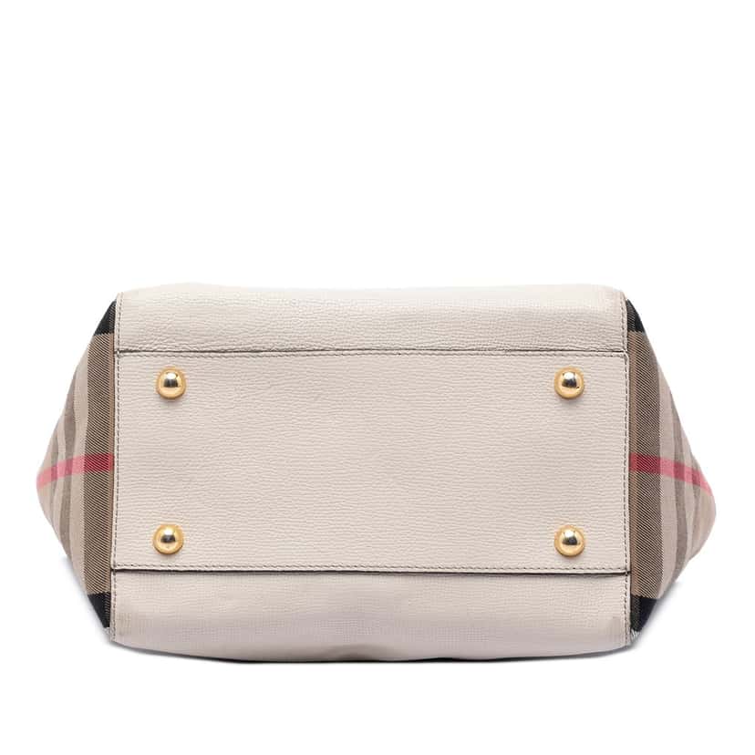 Burberry Small Leather and House Check Canvas Canterbury Tote White Leather Very good condition - Inside View