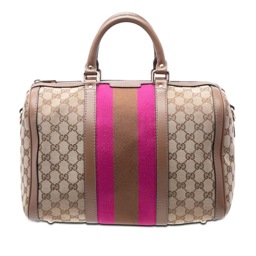 Gucci Medium GG Canvas Web Joy Boston Bag Beige Very good condition - Front View
