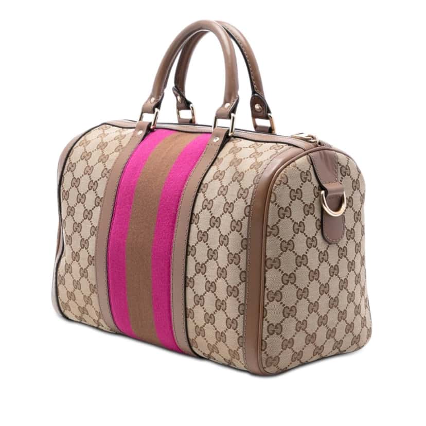 Gucci Medium GG Canvas Web Joy Boston Bag Beige Very good condition - Back View