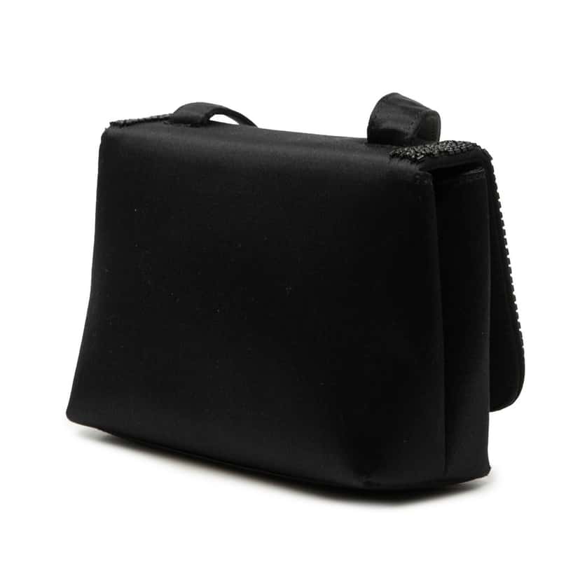 Chanel Mini Satin Beaded Flap Crossbody Black Very good condition - Back View