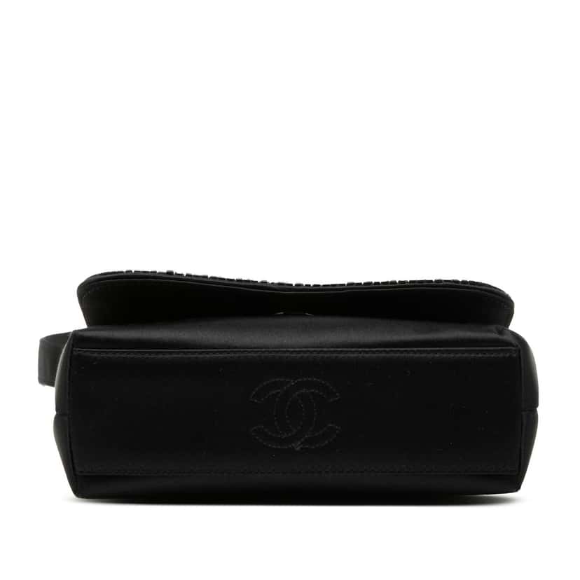 Chanel Mini Satin Beaded Flap Crossbody Black Very good condition - Inside View