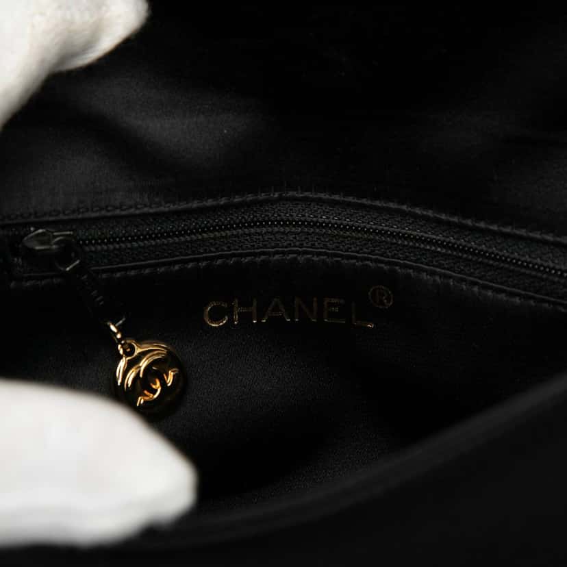 Chanel Mini Satin Beaded Flap Crossbody Black Very good condition - Box View