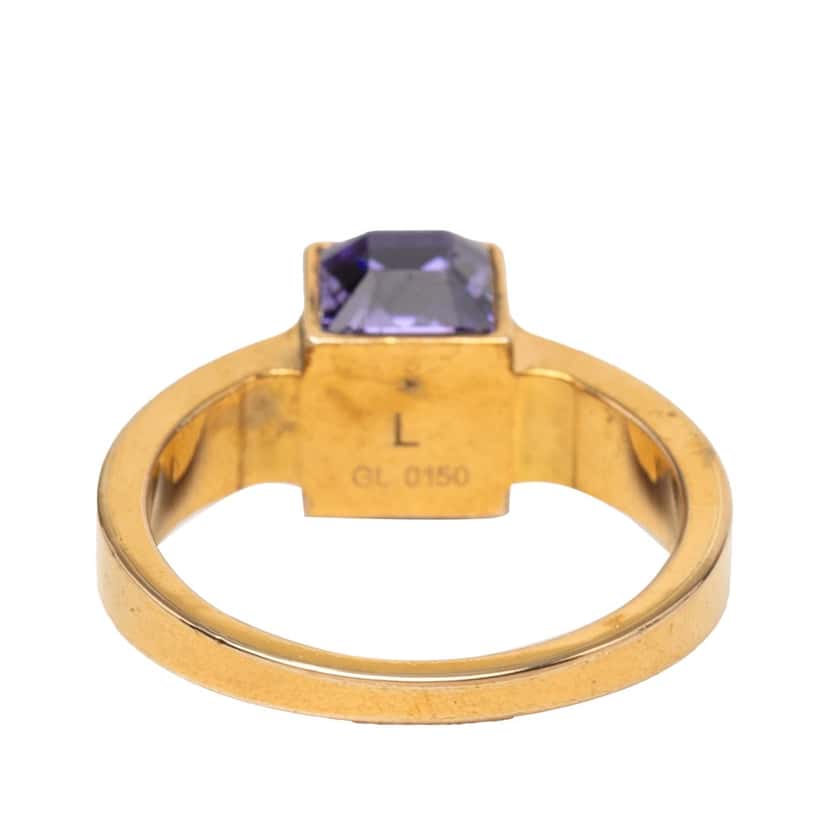 Louis Vuitton Gold Plated Crystal Gamble Cocktail Ring L Gold Metal Very good condition - Inside View