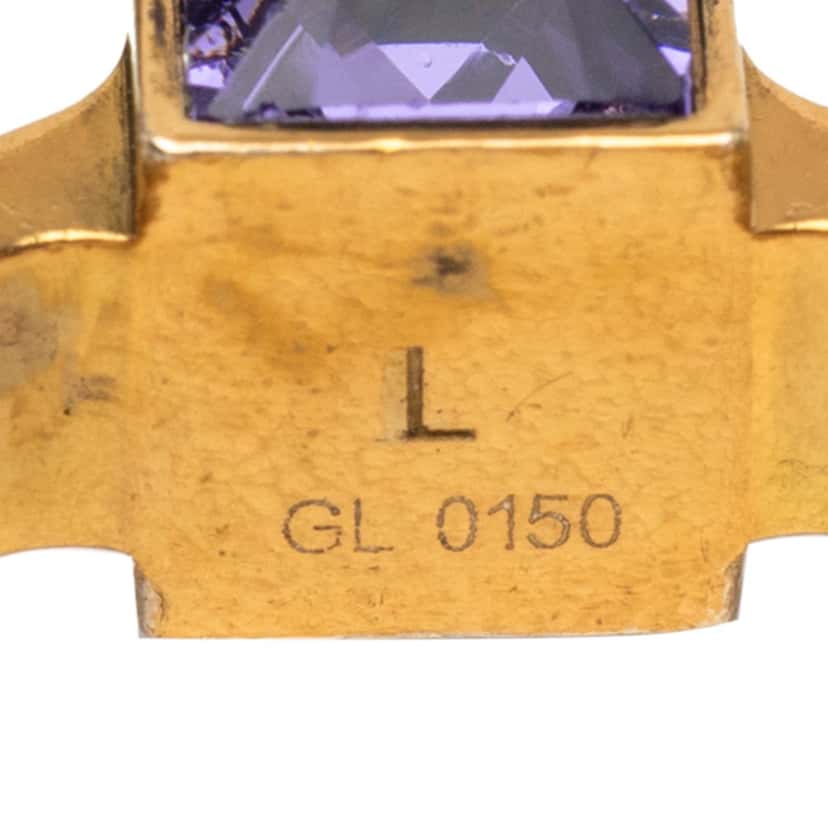Louis Vuitton Gold Plated Crystal Gamble Cocktail Ring L Gold Metal Very good condition - Model View