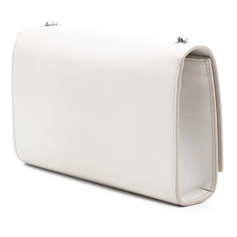 Saint Laurent Medium Grain De Poudre Monogram Kate Crossbody White Leather Very good condition - Back View