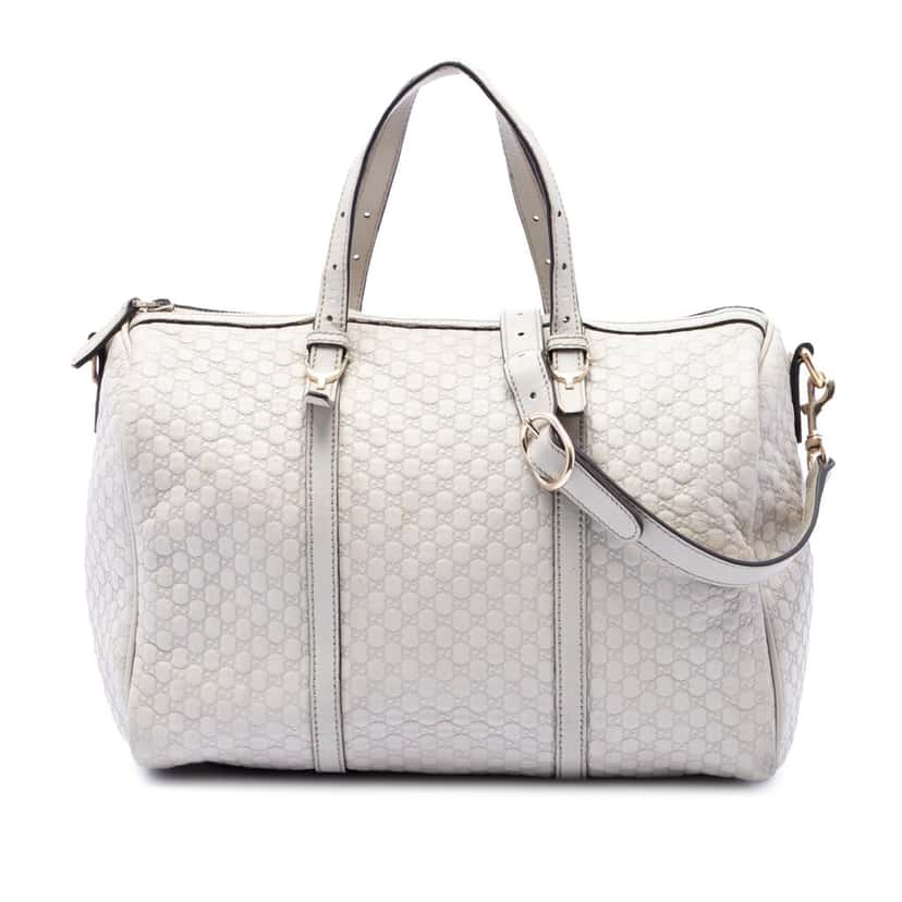 Gucci Microguccissima Nice Boston Bag White Leather Very good condition - Front View