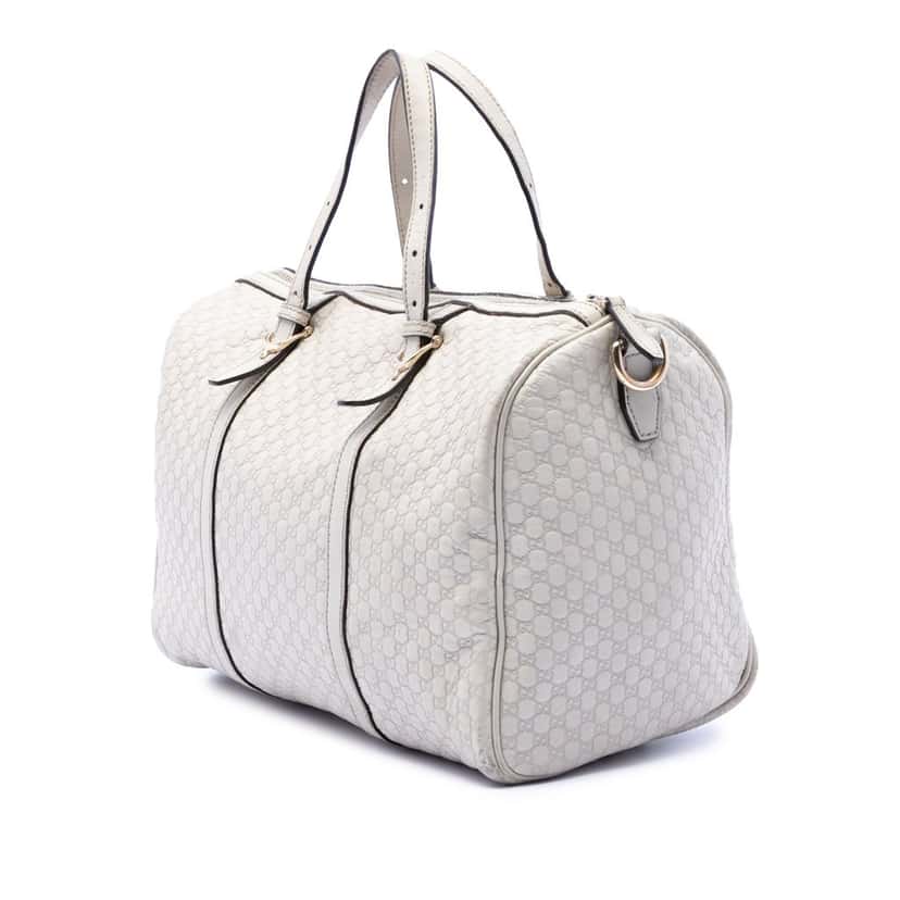 Gucci Microguccissima Nice Boston Bag White Leather Very good condition - Back View