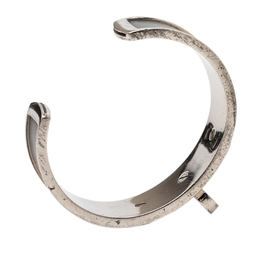 Hermès Leather and Palladium Plated Kelly Cuff Bracelet Black Leather Very good condition - Box View