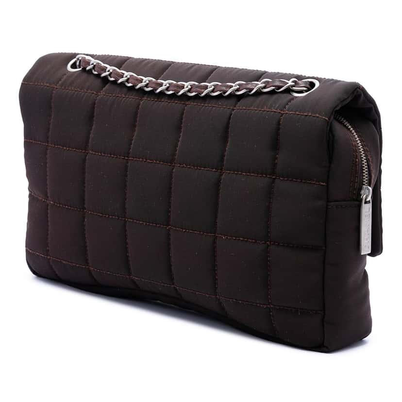 Chanel Medium Nylon Chocolate Bar Camera Flap Brown Very good condition - Back View
