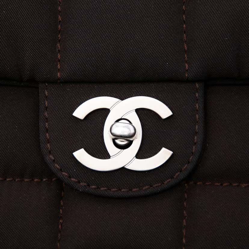 Chanel Medium Nylon Chocolate Bar Camera Flap Brown Very good condition - Box View