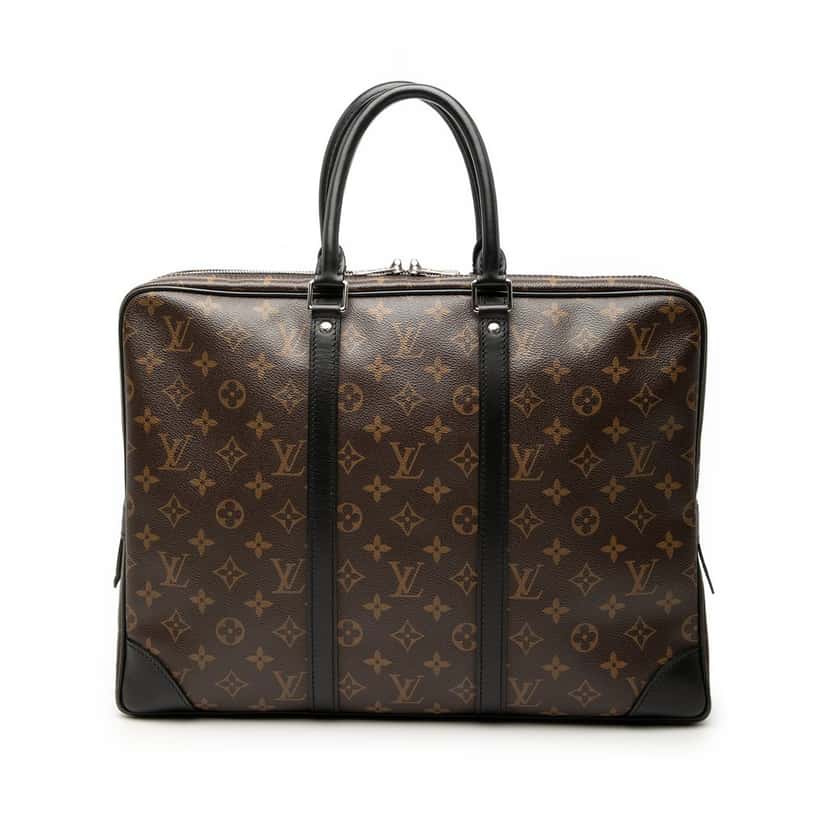 Louis Vuitton Monogram Macassar Porte Documents Voyage GM Brown Very good condition - Front View