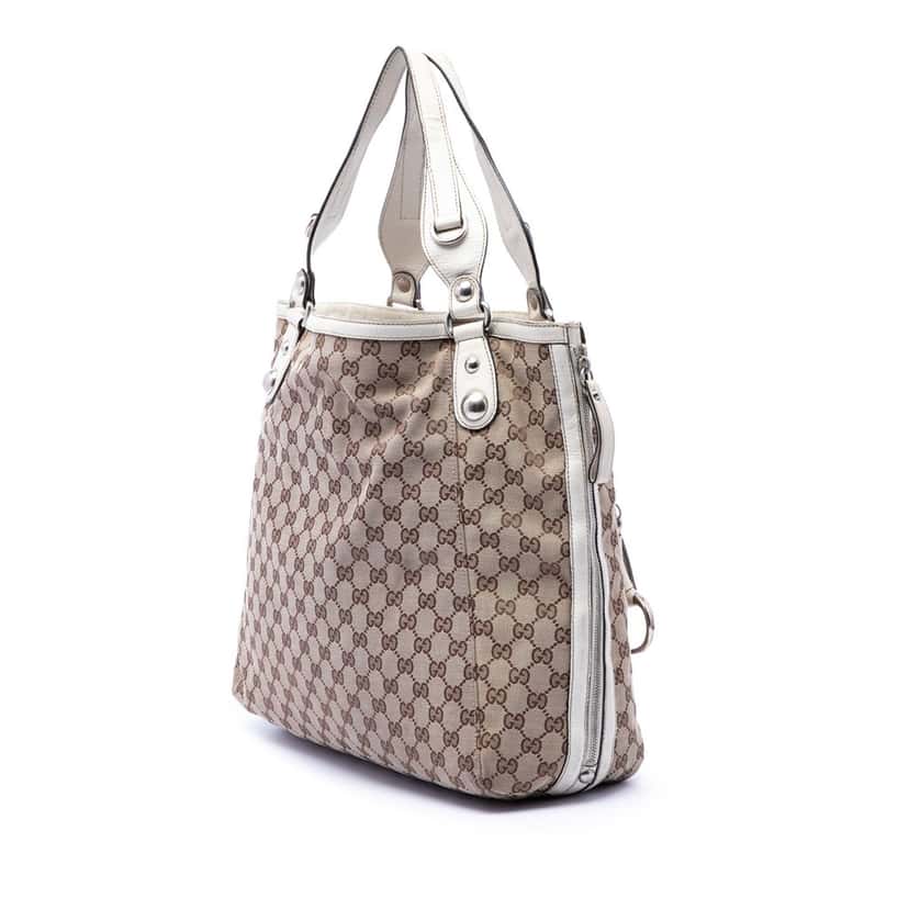 Gucci GG Canvas Icon Bit Zip Tote Beige Very good condition - Back View