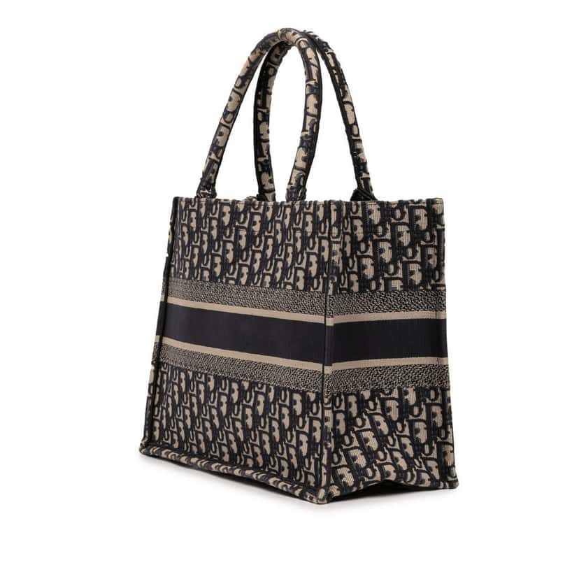 Dior Medium Oblique Embroidered Canvas Book Tote Blue Very good condition - Back View