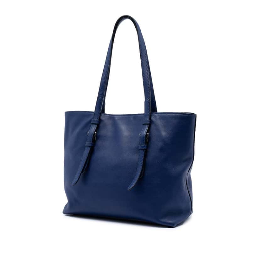 Prada Saffiano Soft Shopping Tote Blue Leather Very good condition - Back View