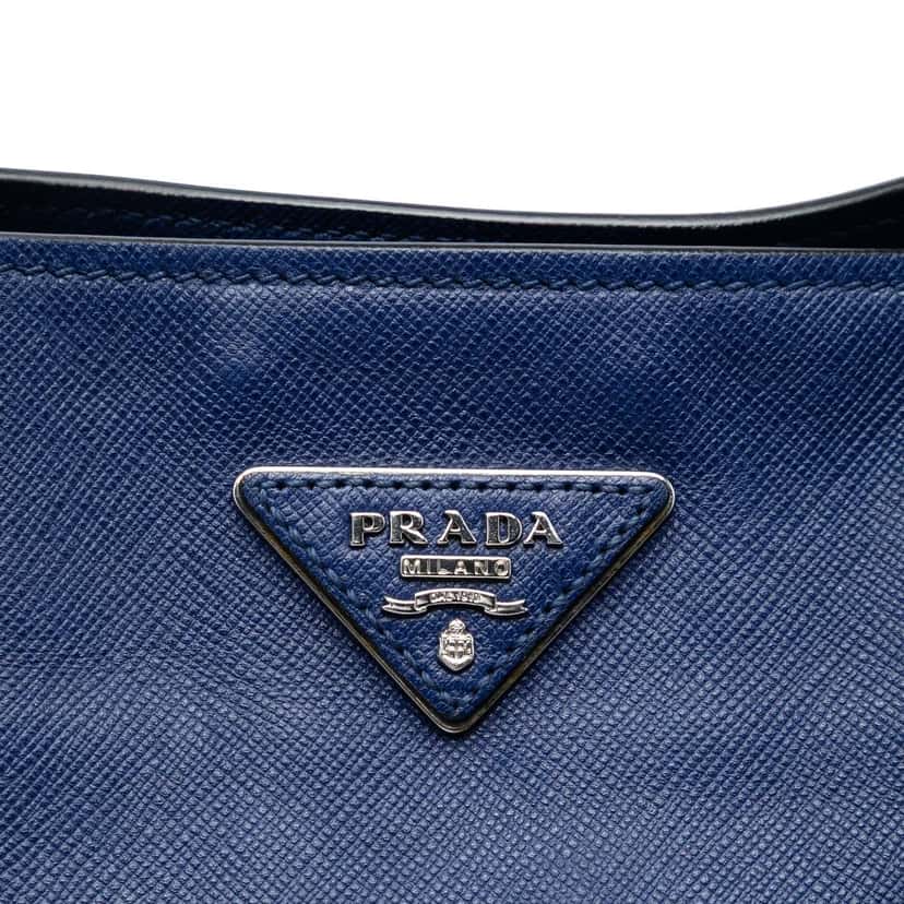 Prada Saffiano Soft Shopping Tote Blue Leather Very good condition - Box View