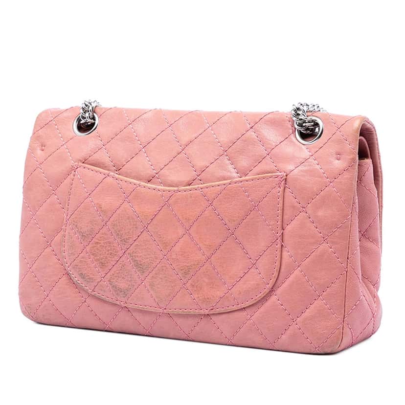 Chanel Medium Classic Washed Lambskin Bijoux Chain Double Flap Pink Leather Very good condition - Back View