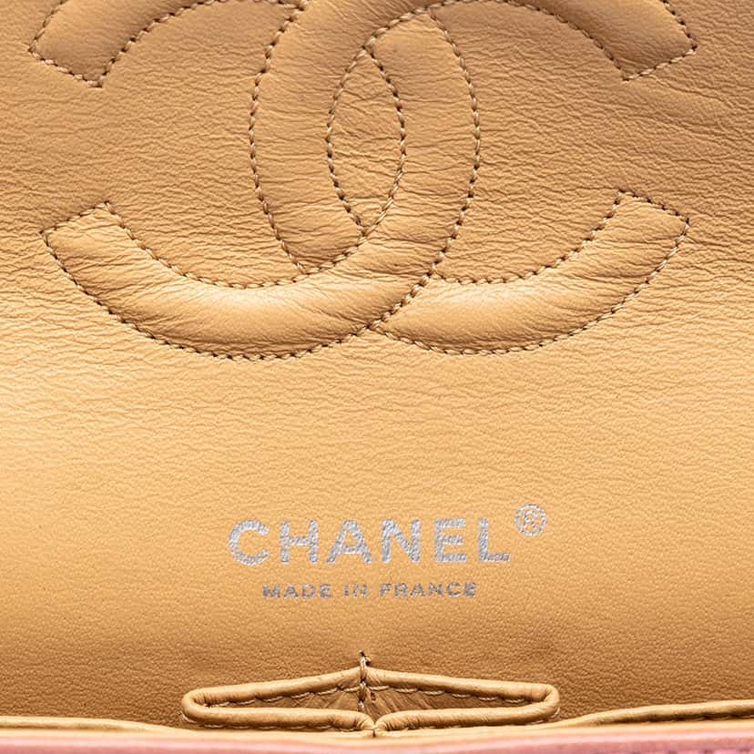 Chanel Medium Classic Washed Lambskin Bijoux Chain Double Flap Pink Leather Very good condition - Box View