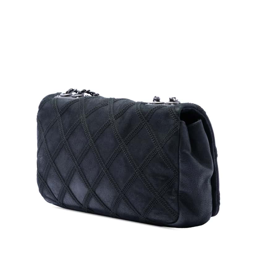 Chanel Small Iridescent Calfskin Diamond Stitch Chain Flap Black Leather Very good condition - Back View