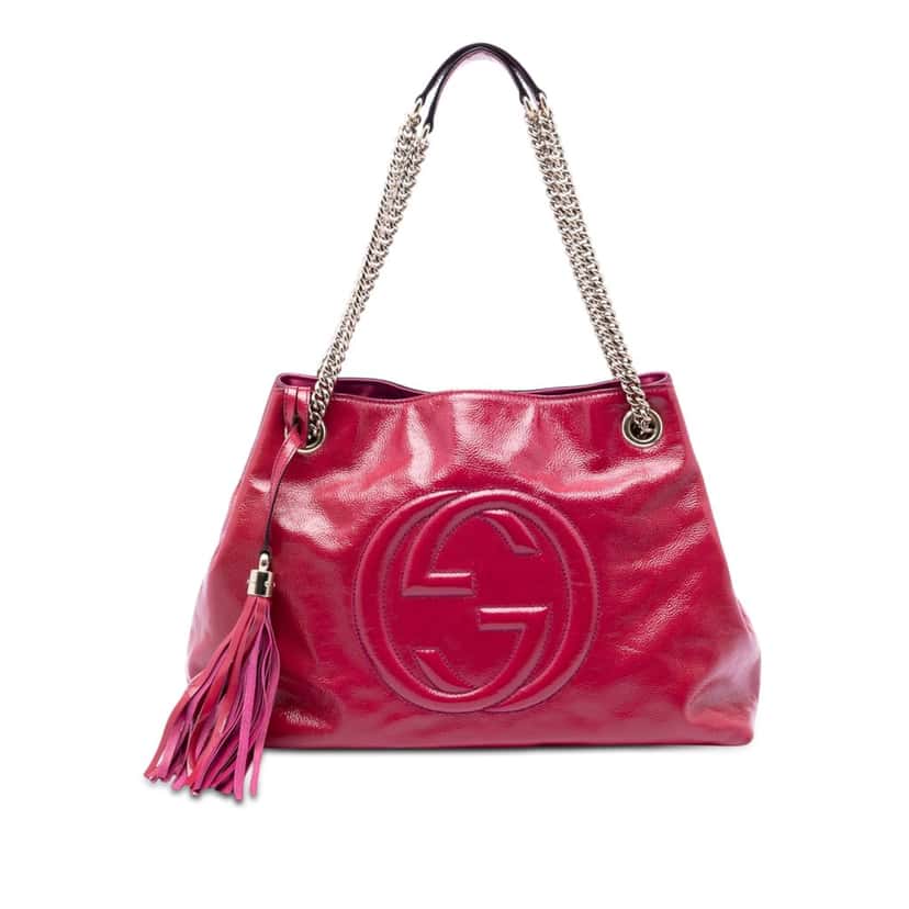 Gucci Medium Patent Soho Chain Tote Pink Leather Very good condition - Front View