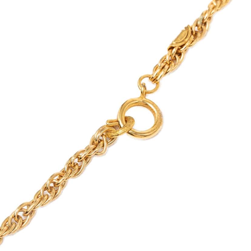 Chanel CC Gold Plated and Strass Pendant Necklace Gold Metal Very good condition - Inside View