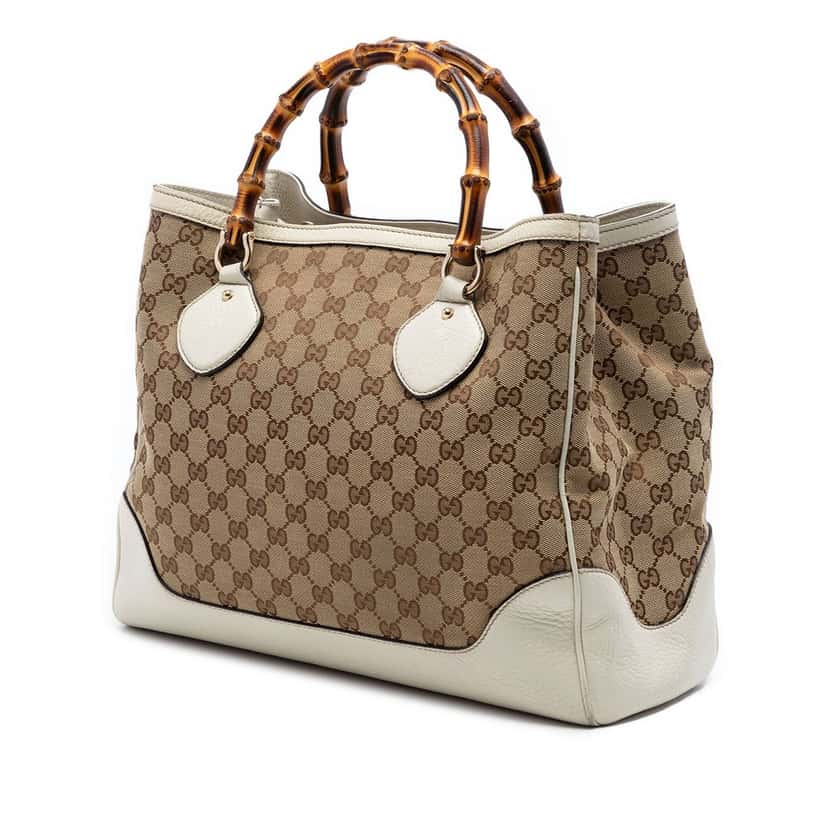 Gucci Medium GG Canvas Bamboo Diana Tote Beige Very good condition - Back View
