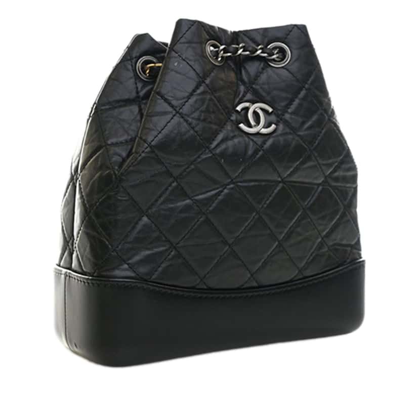 Chanel Small Quilted Aged Calfskin Gabrielle Backpack Black Leather Very good condition - Inside View