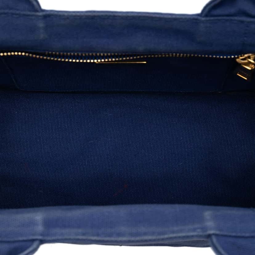 Prada Small Canvas Canapa Logo Satchel Blue Very good condition - Model View