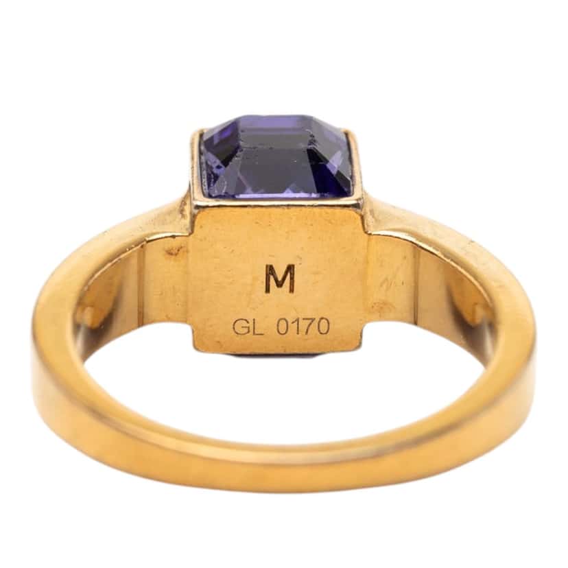 Louis Vuitton Gold Plated Crystal Gamble Cocktail Ring M Gold Metal Very good condition - Model View