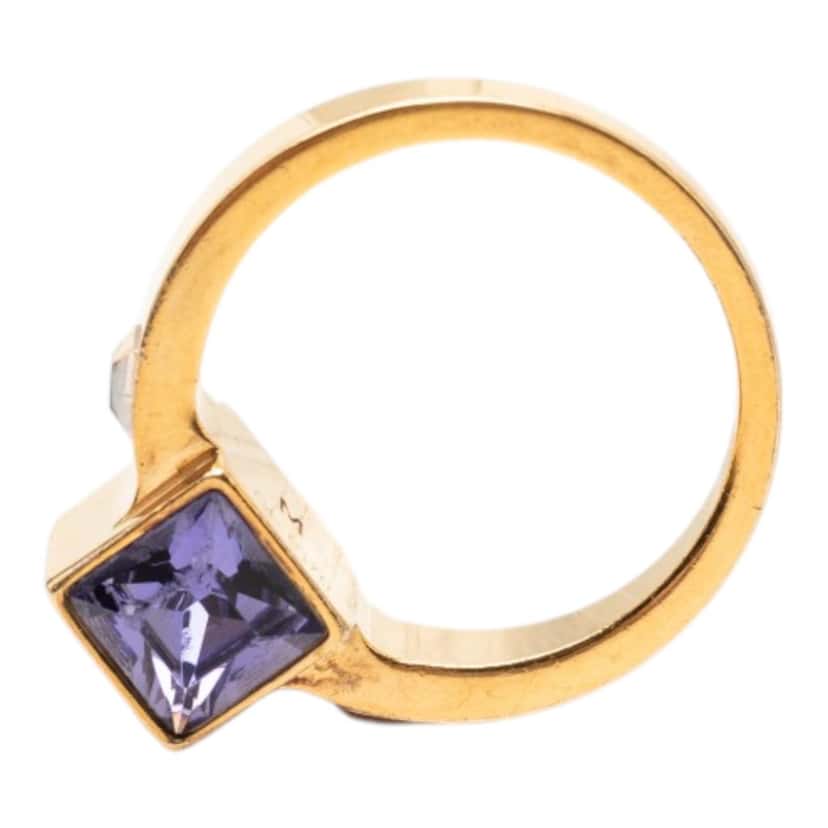 Louis Vuitton Gold Plated Crystal Gamble Cocktail Ring M Gold Metal Very good condition - Box View