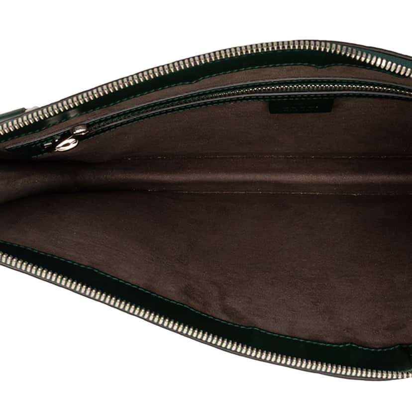 Gucci Guccissima Zip Messenger Bag Green Leather Good condition - Model View
