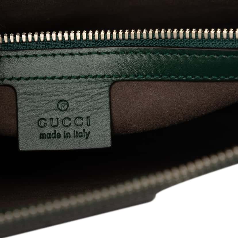 Gucci Guccissima Zip Messenger Bag Green Leather Good condition - Box View